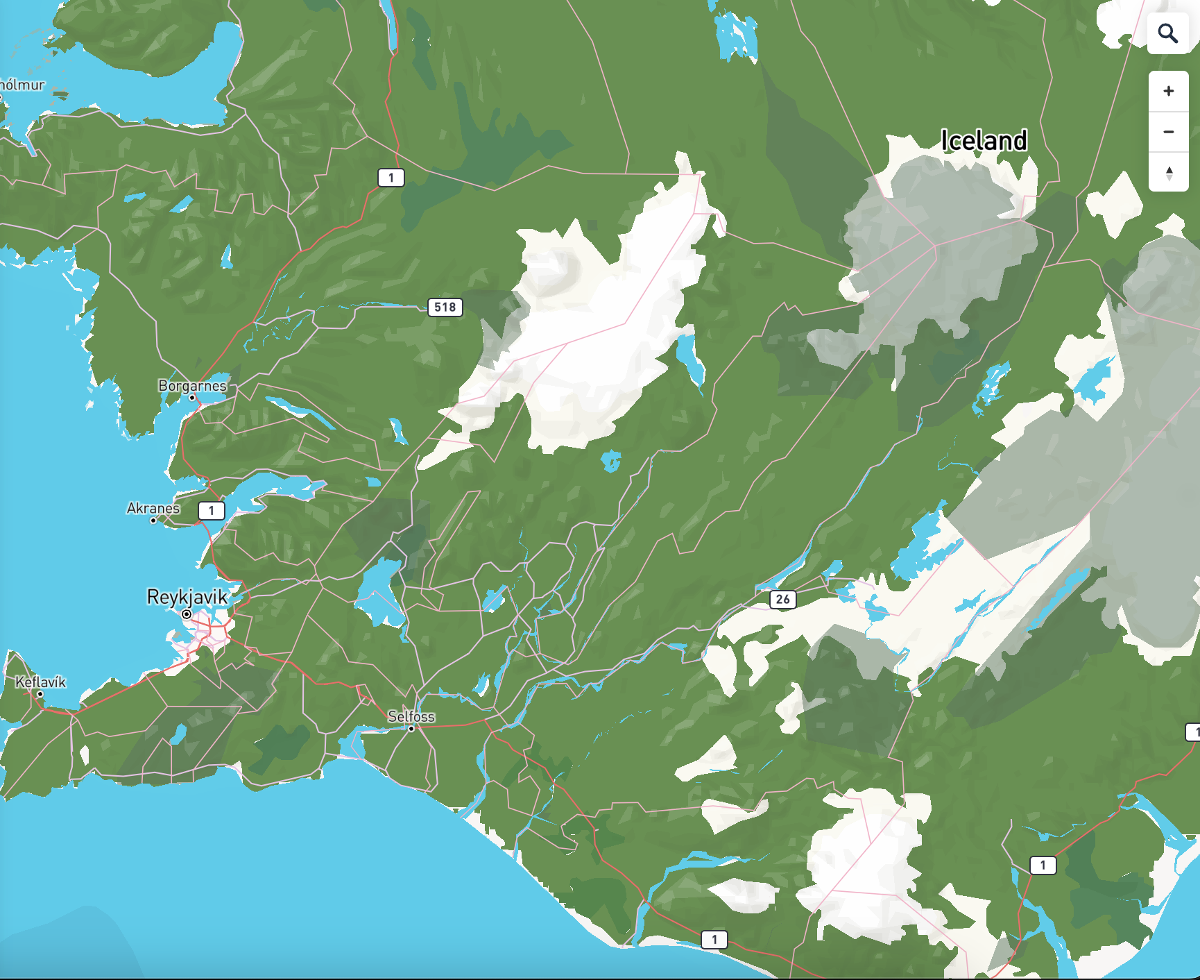 Green Natural Iceland Region: Adjusted natural color schemes for Greenspace color and Water color.